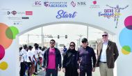 AFG’s Founder and Chairperson, Dr Sheikha Aisha bint Faleh Al Thani, with other officials during the Fun Run on National Sport Day.