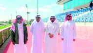 Issa bin Mohammed Al Mohannadi, Chairman of the Qatar Racing and Equestrian Club and other officials oversee preparations for this week’s three-day Amir’s Sword Festival set to take place at QREC today.