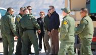 :U.S. Acting Secretary of Defense Patrick Shanahan meets with Border Patrol Agents during a tour of the US-Mexico border at Santa Teresa Station in Sunland Park, N.M., U.S. February 23, 2019. Pablo Martinez Monsivais/Pool via REUTERS