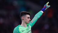 Chelsea's Spanish goalkeeper Kepa Arrizabalaga gestures during the English League Cup final football match between Manchester City and Chelsea at Wembley stadium in north London on February 24, 2019.  AFP / Adrian Dennis 