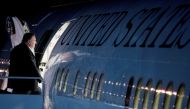 Secretary of State Mike Pompeo boards a plane at Andrews Air Force Base, Md. Sunday, Feb. 24, 2019, to travel to Hanoi, Vietnam, ahead of a planned second summit between President Donald Trump and North Korean leader Kim Jong Un. Andrew Harnik/Pool via Re