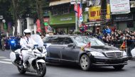 North Korean leader Kim Jong Un's motorcade arrives in Hanoi on February 26, 2019. North Korean leader Kim Jong Un crossed into Vietnam on February 26 after a marathon train journey for a second summit showdown with Donald Trump, with the world looking fo