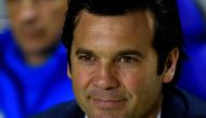 Real Madrid's Argentinian coach Santiago Solari attends the Spanish league football match between Levante UD and Real Madrid CF at the Ciutat de Valencia stadium in Valencia on February 24, 2019. / AFP / JOSE JORDAN