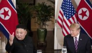 U.S. President Donald Trump (R) and North Korean leader Kim Jong Un (L) meet at the Sofitel Legend Metropole hotel in Hanoi, for their second summit meeting in Hanoi, Vietnam on February 27, 2019. 
(Joyce N. Boghosian / White House Photo / Handout - Anad