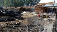 Burned structures are seen after attackers set fire to an Ebola treatment center run by Medecins Sans Frontieres (MSF) in the east Congolese town of Katwa, Democratic Republic of Congo February 25, 2019.
