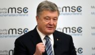 FILE PHOTO: Ukrainian President Petro Poroshenko speaks during the annual Munich Security Conference in Munich, Germany February 16, 2019. REUTERS/Andreas Gebert