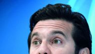 Real Madrid's Argentinian coach Santiago Solari holds a press conference at the Valdebebas training complex in the outskirts of Madrid, on March 4, 2019, on the eve of the UEFA Champions League, round of 16, second leg football match against Ajax. AFP / J