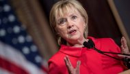 FILE PHOTO: In this file photo taken on March 31, 2017 former US Secretary of State Hillary Clinton speaks during an awards ceremony for the Georgetown Institute for Women at Georgetown University on March 31, 2017 in Washington, DC. AFP / Brendan Smialow