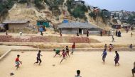 Rohingya refugee children play football at the Balukhali refugee camp in Cox's Bazar, Bangladesh, March 5, 2019. REUTERS/Mohammad Ponir Hossain