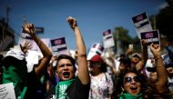 Activists take part in a demonstration during a nationwide feminist strike on International Women's Day in San Salvador, El Salvador, March 8, 2019. Reuters/Jose Cabezas