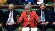 Britain's Prime Minister Theresa May speaks in Parliament in London, Britain, March 12, 2019. UK Parliament/Jessica Taylor/Handout via REUTERS 