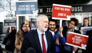 Britain's opposition Labour Party leader Jeremy Corbyn speaks to the media outside New Zealand House, following Christchurch mosque attack in New Zealand, in London, Britain March 15, 2019. Reuters/Henry Nicholls