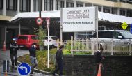 Visitors leave the hospital in Christchurch on March 17, 2019, two days after a shooting incident at two mosques in the city. / AFP / Anthony WALLACE 