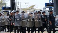 Riot police are pictured during a protest against the government of Nicaragua's President Daniel Ortega in Managua, Nicaragua March 16, 2019. REUTERS/Oswaldo Rivas