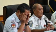 Soerjanto Tjahjono (R), the head of Indonesia's national transportation safety committee (KNKT) and Nurcahyo (L), head of the flight accident sub-committee of KNKT, brief journalists during a press conference about the Lion Air Boeing 737 Max 8 crash in 2
