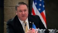 US Secretary of State Mike Pompeo speaks during a meeting with the Israeli and greek prime ministers and the Cypriot president, in Jerusalem March 20, 2019. / AFP / POOL / JIM YOUNG