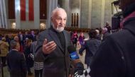 Catholic Priest Claude Grou speaks at a press conference on March 1, 2019, about the work to be done at Saint Joseph's Oratory in Montreal.  AFP / Sébastien St-Jean 