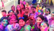Residents of Ezdan village 4 celebrating Holi.