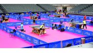Paddlers take part in training sessions at the Ali Bin Hamad Al Attiyah Arena ahead of the 2019 ITTF World Tour Platinum Qatar Open which begins today.