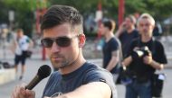 Martin Sellner, the local leader of the  Identitarian Movement (IBOe) far right group, speaking during a rally organised by IBOe in Vienna, Austria, on July 27, 2016. AFP / APA / Roland Schlager 
