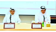 Minister of Commerce and Industry H E Ali bin Ahmed Al Kuwari (left) and Qatar Chamber Chairman Sheikh Khalifa bin Jassim Al Thani during the event.