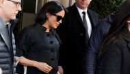 Meghan Markle, Duchess of Sussex, exits a hotel in the Manhattan borough of New York City,  Feb.19, 2019. Reuters/Carlo Allegri