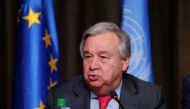 FILE PHOTO: Secretary General of the United Nations Antonio Guterres attends a news conference in Tunis, Tunisia, March 30, 2019. REUTERS/Zoubeir Souissi
