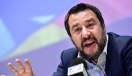 Italy’s Interior Minister, deputy PM and Federal Secretary of Italy's Northern League (Lega Nord) right-wing regionalist political party, Matteo Salvini speaks during a meeting of European nationalists on April 8, 2019 in Milan. AFP / Miguel MEDINA
