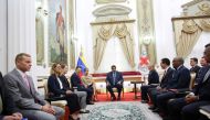 Venezuela's President Nicolas Maduro and Peter Maurer, president of the International Committee of the Red Cross (ICRC), attend a meeting at Miraflores Palace in Caracas, Venezuela April 9, 2019. Miraflores Palace/Handout via REUTERS 