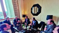 Sultan bin Rashid Al Khater, Undersecretary of the Ministry of Commerce and Industry, meeting with  Ahmed Blancoev, Chairman of the Qatari-Russian Business Council and others in Moscow, yesterday.