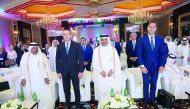 The Minister of Commerce and Industry, H E Ali bin Ahmed Al Kuwari (second right); President of the Republic of Bulgaria, Rumen Radev (second left); and other dignitaries at the Qatari-Bulgarian Business Forum, in Doha yesterday.
