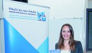 Dr. Sophie Richter-Devroe, Associate Professor in the Middle Eastern Studies Department at the College of Humanities and Social Sciences, during the launch of book and signing event at HBKU. 