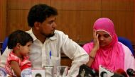 ARCHIVE PHOTO: Bilkis Bano reacts as her husband Yakub Rasool and her two-year-old daughter Aksha, look on during a press conference in New Delhi, India May 8, 2017. Reuters/Cathal McNaughton