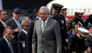 Mexico's President Andres Manuel Lopez Obrador arrives to give a speech during the inauguration of the Aerospace Fair 2019 at the Santa Lucia military airbase in Tecamac near Mexico City, Mexico April 24, 2019. REUTERS/Henry Romero
