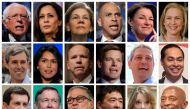 2020 Democratic presidential candidates are seen in a combination of file photos (L-R top row): U.S. Senators Bernie Sanders, Kamala Harris, Elizabeth Warren, Cory Booker, Amy Klobuchar, and Kirsten Gillibrand. (L-R middle row): Former Texas congressman B