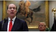 David Malpass with US President Donald Trump in Washington on February 6, 2019. (Jim Young/Reuters)