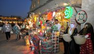 Decorative items for Ramadan displayed in a shop at the Souq Waqif. April 24, 2019. Salim Matramkot © The Peninsula