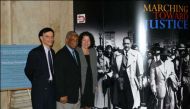 Judge Robert A. Katzmann (2nd Cir.), Judge Damon J. Keith (6th Cir.), and Judge Sonia Sotomayor (2nd Cir.), were among those viewing the Marching Toward Justice display when it was at the Second Circuit. The exhibit, which is a pictorial history of the 14