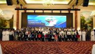Nakilat employees, led by the company’s Chief Executive Officer, Abdullah Fadhalah Al Sulaiti, and top management at the 2019 Town Hall meeting held yesterday. 