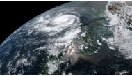 This handout satellite image released by the National Oceanic and Atmospheric Administration (NOAA) and captured by the Japan Meteorological Agency's Himawari-8 satellite on April 30, 2019, shows Tropical Cyclone Fani intensifying in the Bay of Bengal. AF