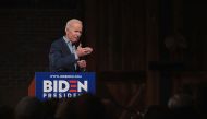 Democratic presidential candidate and former vice president Joe Biden speaks to guests during a campaign event at The River Center on May 1, 2019, in Des Moines, Iowa. Scott Olson/Getty Images/AFP