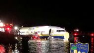 A Boeing 737 is seen in the St. Johns River in Jacksonville, Florida, U.S. May 3, 2019, in this picture obtained from social media. JACKSONVILLE SHERIFF’S OFFICE /via REUTERS
