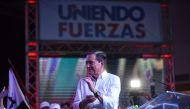Panama's presidential candidate for the Democratic Revolutionary Party (PRD) Laurentino Cortizo (C) celebrates after being elected President of Panama, in Panama City on May 5, 2019. AFP / JOHAN ORDONEZ