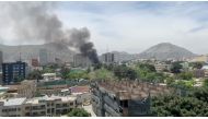 Smoke rises from the site of a blast in Kabul, Afghanistan May 8, 2019, in this still image taken from a video obtained by social media. REUTERS