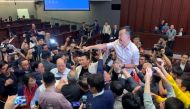 Pro-democracy lawmakers clash with pro-Beijing lawmakers during a meeting for control of a meeting room to consider the controversial extradition bill, in Hong Kong, China May 11, 2019. REUTERS/James Pomfret