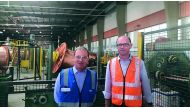 French Ambassador to Qatar, Franck Gellet and Max-André Delannoy, General Manager for GCC at Nexans and Chief Executive Officer at QICC touring the QICC plant in Messaied recently. 
