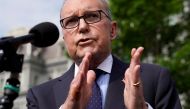FILE PHOTO: White House economic adviser Larry Kudlow speaks to reporters at the White House in Washington, U.S., May 3, 2019. REUTERS/Kevin Lamarque/File Photo