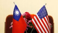 File photo og flags of Taiwan and U.S. are placed for a meeting between U.S. House Foreign Affairs Committee Chairman Ed Royce speaks and with Su Chia-chyuan, President of the Legislative Yuan in Taipei, Taiwan March 27, 2018. REUTERS/Tyrone Siu