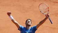 Austria's Dominic Thiem celebrates after his semifinal match against Serbia's Novak Djokovic. REUTERS/Charles Platiau