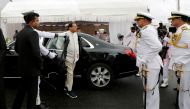 Sri Lanka's President Maithripala Sirisena arrives at a commissioning handover ceremony of the P 626 ship by the US at the main port in Colombo, Sri Lanka June 6, 2019. Reuters/Dinuka Liyanawatte
